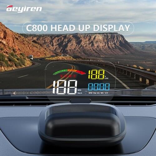 2021 Новый HUD Дисплей OBD2 лобовое стекло Скорость зеркало проектора Лифт автоматическое открытие об/мин часы потребление нефти Хладагент C800