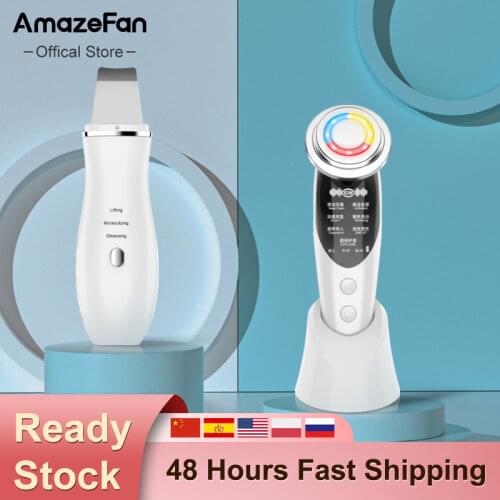 AmazeFan7in1RF и фотолифтинг красоты светодиодный фотонный скребок для кожи лица + Ультразвуковой скребок для кожи пилинг Лопата многофункциональное косметическое оборудование