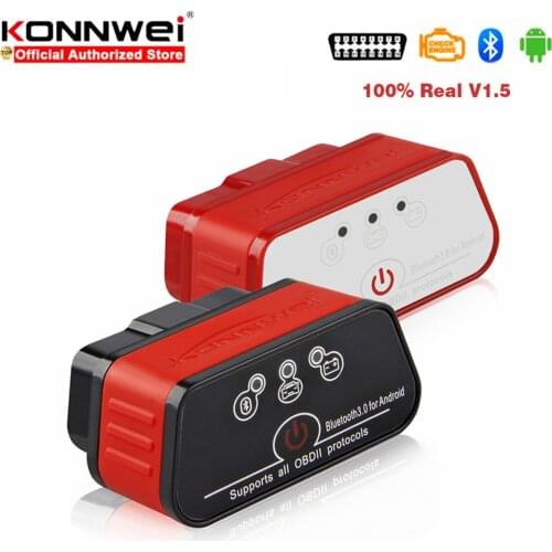 OBD2 ELM327 автоматический диагностический сканер KONNWEI ELM 327 V1.5 Bluetooth-совместим для Android Автосканер ЭБУ диагностический сканер
