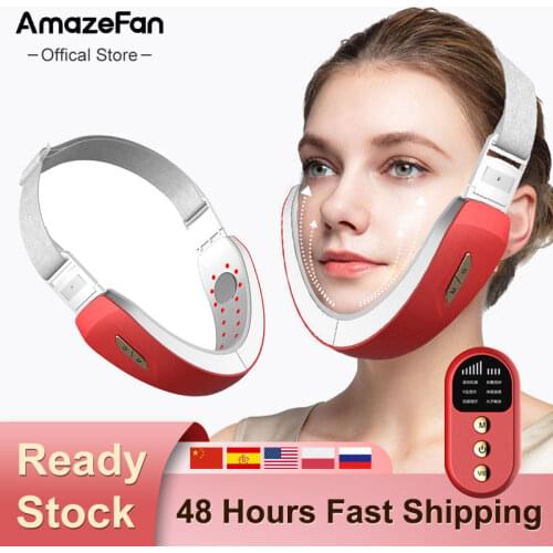AmazeFan EMS микроток Устройство для подтяжки лица, двойное удаление подбородка, подтяжка лица, подтяжка лица, светодиодная фотонная терапия, пояс для подтяжки щек, устройство для красоты тейпы масажор для лица