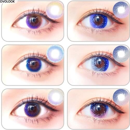 Линзы цветные для глаз, 24 градуса, OVOLOOK-2pcs шт./пара, 6 тонов, цветные контактные линзы