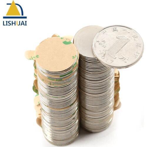 Неодимовый магнит, 20 шт./лот, NdFeB диск с клейкой лентой 3 м, диаметр 20x1 мм, сильный магнит, редкоземельный постоянный магнит