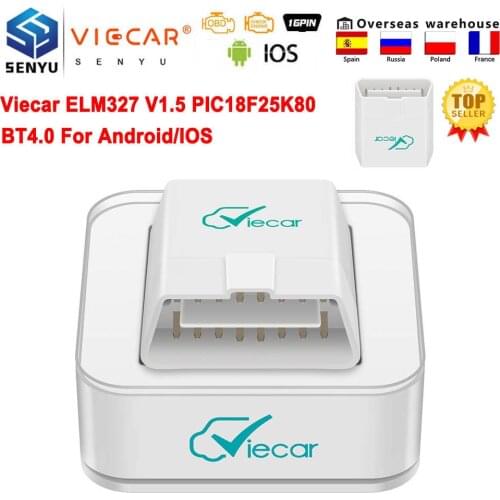 Viecar ELM327 V1.5 PIC18F25K80 OBD 2 OBD2 ELM 327 в 1 5 автомобильный диагностический сканер ODB2 автомобильный инструмент Bluetooth 4,0 считыватель кодов