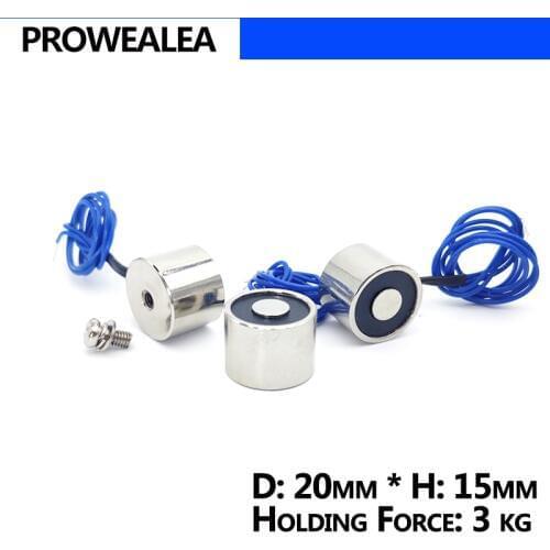 Электромагнит 20/15, постоянный ток 6 в, 12 В, 24 В, цилиндрические электрические магниты 3 кг/30 Н, мощная Электромагнитная присоска, нестандартный заказ