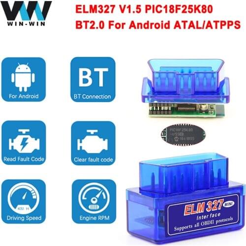 ELM327 V1.5 PIC18F25K80 адаптер сканера OBD 2 OBD2 ELM 327 в 1 5 автомобильный диагностический автоинструмент Bluetooth-совместимый считыватель кода ODB2