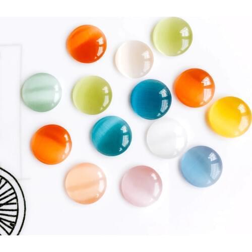 Бусины-Кабошон из натурального камня, 10 мм, 12 мм, круглые бусины из минерала «кошачий глаз», камея, камень с плоской задней частью, материал «сделай сам», 30 шт