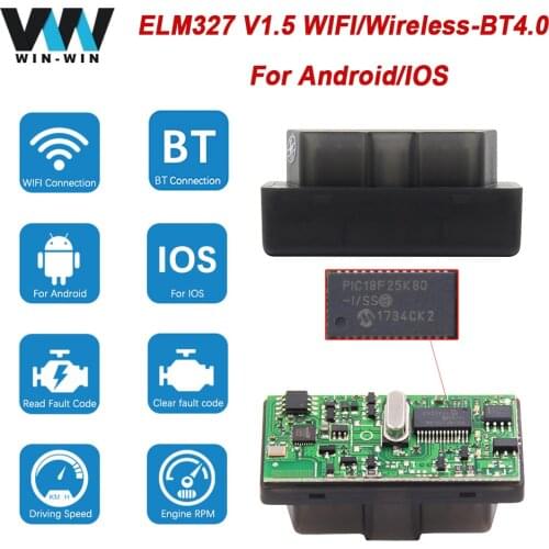 Автомобильный диагностический сканер ELM 327 V 1 5 OBD2 Wireless-BT4.0 Wi-Fi PIC18F25K80 для Android/IOS ELM327 V1.5 OBD 2 OBD2, инструмент для диагностики автомобиля