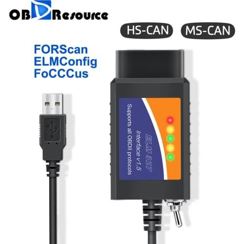 Переключатель ELM 327 V1.5 USB ELM327 для Ford Forscan elmконфигурационный считыватель кодов Сканер PIC18F25K80 HS CAN MS CAN