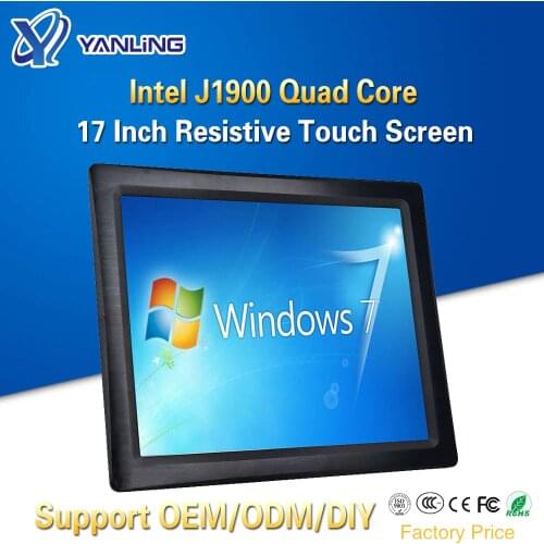 Yanling OEM ODM Универсальный ПК, Intel J1900 четырехъядерный 17-дюймовый тайваньский 5-проводной резистивный сенсорный экран, планшетный компьютер без вентилятора