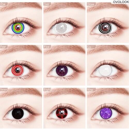 OVOLOOK-2pcs/пара, серия контактных линз для косплея, аниме косметические цветные контактные линзы, 10 тонов контактов для глаз, Рождественский макияж