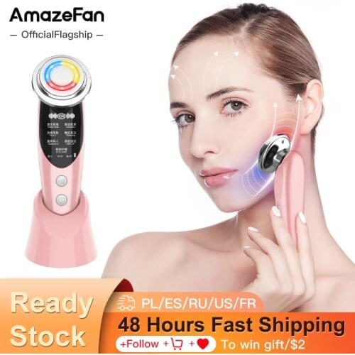 AmazeFan7in1RF и телефон, радио, мезотерапия, Электропорация, лифтинг, красота, светодиодсветодиодный подсветка, омоложение кожи лица, удаление морщин, радиочастота