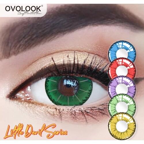 OVOLOOK-2pcs/пара, цветные линзы для косплея, контактные линзы по рецепту, коррекция близорукости, цветные ed линзы, аниме, ученическая косметика, 14 мм