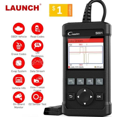 Сканер LAUNCH x431 CR5001, считыватель кодов OBD2, диагностический инструмент ODB2 для автомобилей, бесплатное обновление, Автомобильный сканер OBDII, выключение подсветильник двигателя