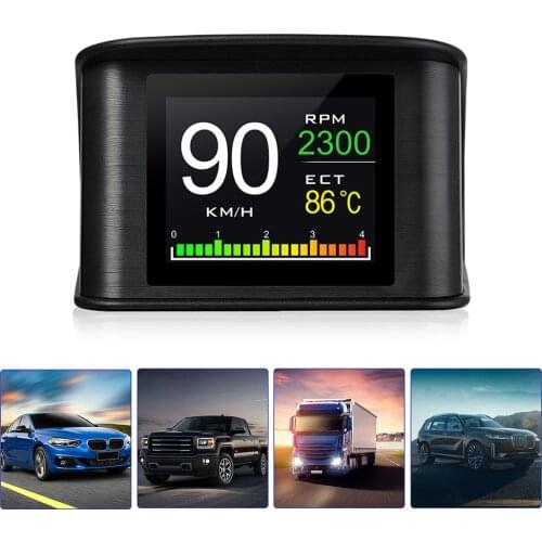 HUD OBD2 автомобильные датчики Спидометр головой вверх Дисплей бортового компьютера Аварийная сигнализация расход топлива Температура Предупреждение