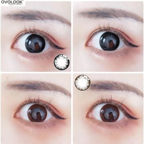 OVOLOOK-1 пара цветных контактных линз для глаз, контактные линзы для глаз, 2 тона, индивидуальные контакты для глаз 0-800, цветные линзы для глаз, ежегодное использование