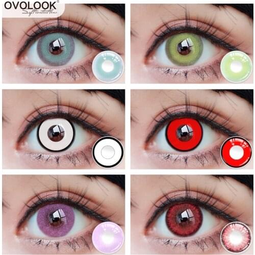 Контактные линзы для глаз, красные, черные, фиолетовые, OVOLOOK-2pcs шт./пара