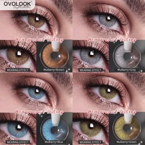 OVOLOOK-линзы с 2 звеньями, серия Тэйлор, тутового и драгоценного камня, линзы с естественным цветом зрачка для блестящих цветных линз (Диаметр: 14 мм