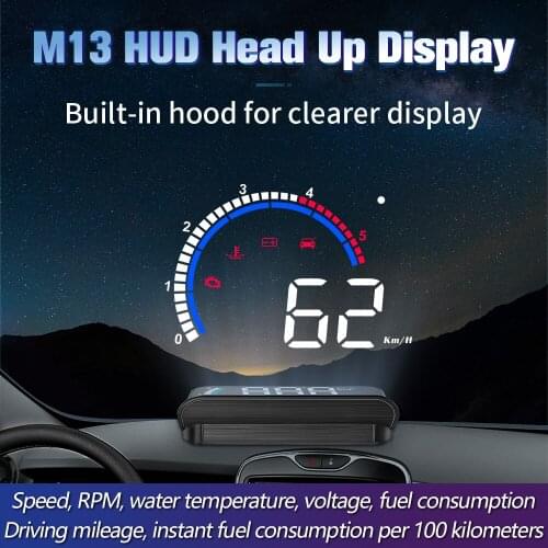 Проектор на лобовое стекло OBD HUD M13, автомобильная электроника с индикатором температуры и скорости воды