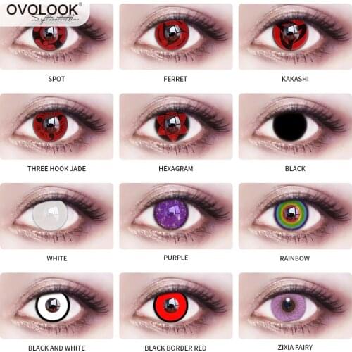 OVOLOOK-2pcs/пара, цветные контактные линзы для Хэллоуина, аниме, контактные линзы для глаз, цветные сумасшедшие линзы для глаз, красные, фиолетовые