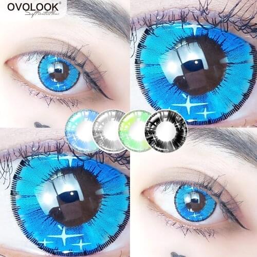 Двойные контактные линзы серии аниме для косплея, 2 шт., цветные линзы ed для глаз, 4 тона, для летнего использования, косметические цветные линзы для глаз, 14 мм