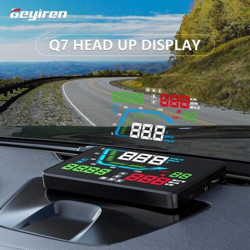 Дисплей на лобовое стекло GEYIREN, Q7 GPS Спидометр, автомобильные аксессуары, проектор на лобовое стекло, превышение скорости, компас, автомобильные аксессуары