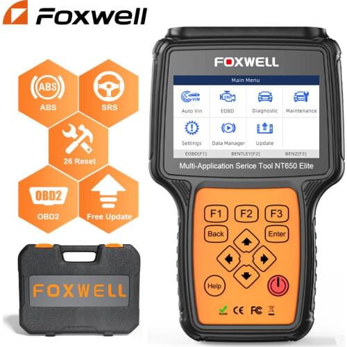 Автомобильный сканер FOXWELL NT650 Elite OBD2, профессиональный диагностический прибор OBD для автомобиля, сброс Параметров ABS, SRS, A/F, BRT, DPF 26