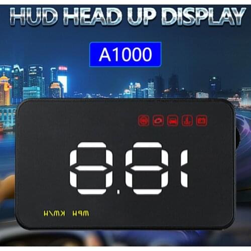 A1000 3,5 дюймов Автомобильный HUD Дисплей Спидометр OBD2 II EUOBD Авто проектор параметр дисплей с 6 аварийными сигналами безопасности