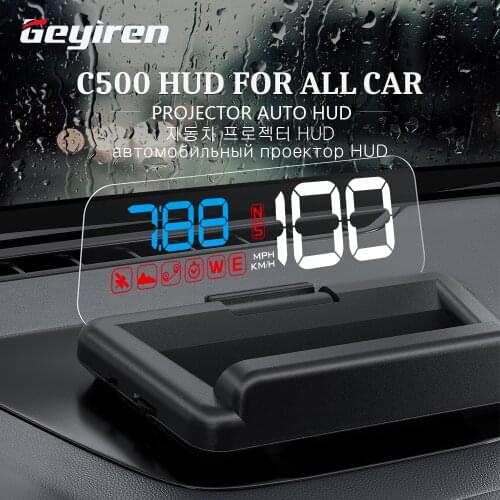 Автомобильный дисплей на лобовое стекло GEYIREN C500, Автомобильный дисплей на лобовое стекло OBD2, GPS, проекционный дисплей на лобовое стекло, цифровые аксессуары для всех автомобилей