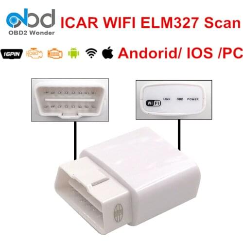 Сканер диагностический белый Icar ELM327, WI-FI, V1.5, ELM 327, WI-FI, OBD, для Android, ПК, Windows, поддержка нескольких языков
