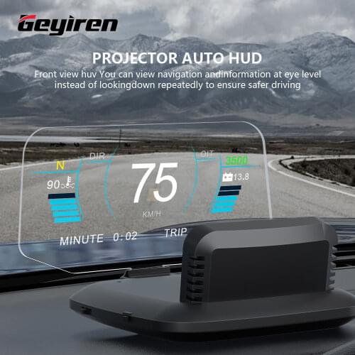 Автомобильный дисплей GEYIREN C1, зеркальная навигационная версия, спидометр, превыПредупреждение скорости, GPS, OBD2